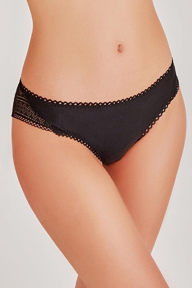 Kadın Kiremit Zigzag Dantelli Normal Külot - 1