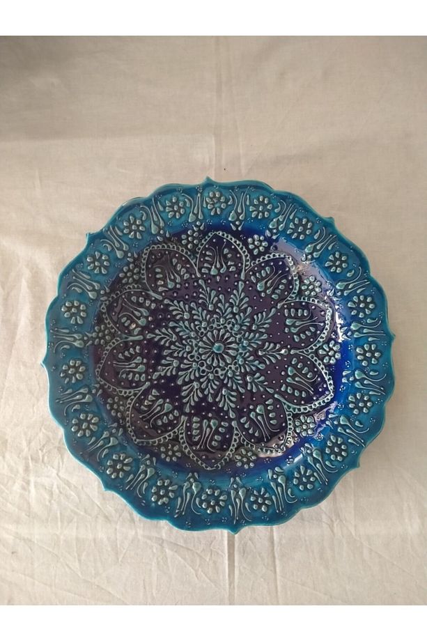 -çini Kabartma Desenli 30 Cm Duvar Tabağı - 1