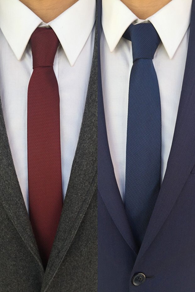 Claret Red And Dark Blue Tie Handkerchief Set 5.5 Cm 4k011600