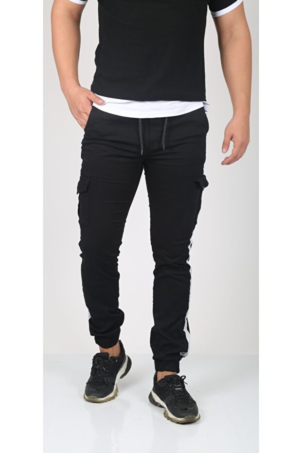Black Men's Cargo Jogger Pants