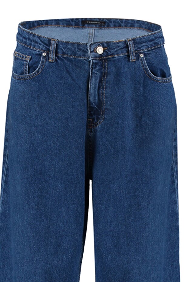 Indigo Yüksek Bel Geniş Paça Comfort/Orta Esnek Büyük Beden Wide Leg Jeans TBBAW23CJ00020 - 13
