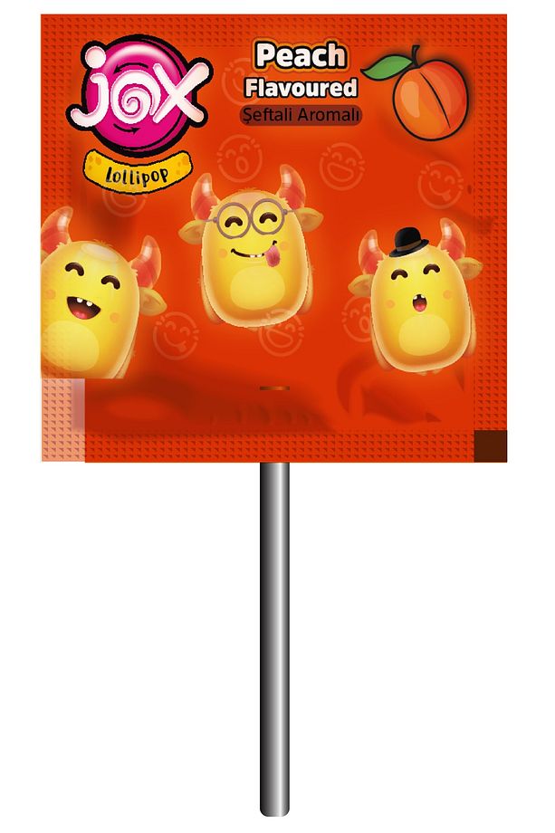Flat; Kabartmalı Yüz Ifadeli Çilek,kola,şeftali,elma Aromalı Yassı Lolipop 6,2 grx150adet/1 Kutu - 6
