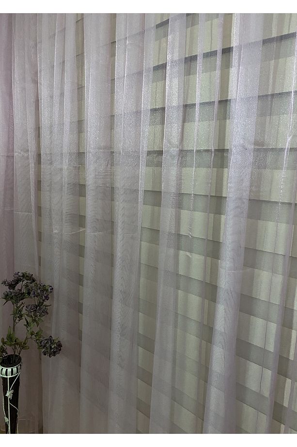 Hazır Dikili Tek Parça 250x250cm Sade Ve Zarif Lila Renk Mat Döner Ipek Hazır Tül - 3