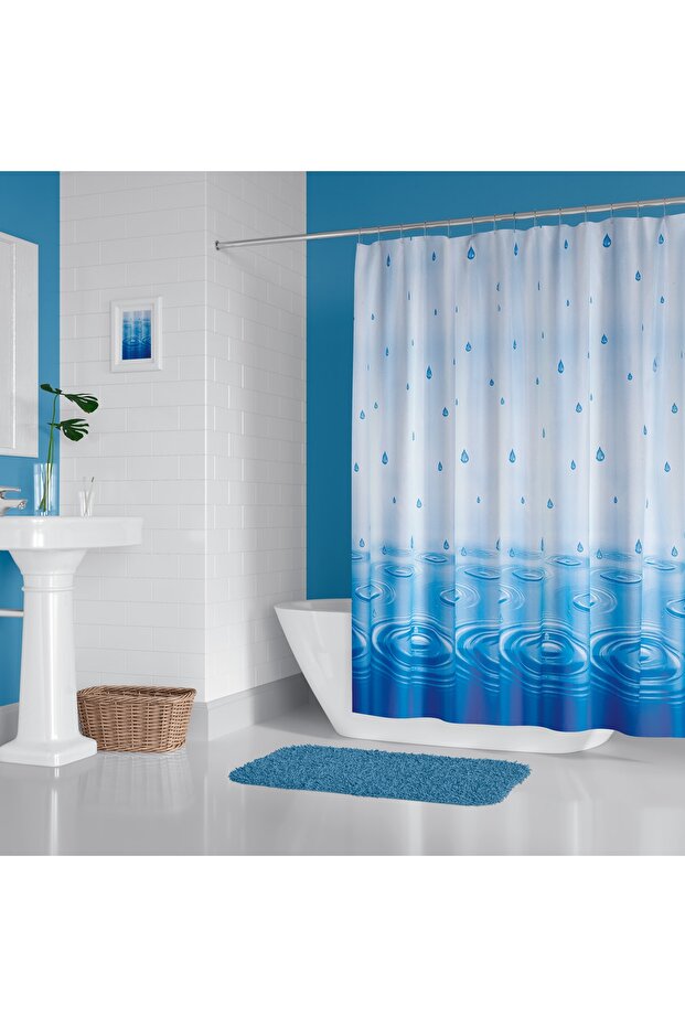 Bathroom Curtain 1x240x200 Single Wing Shower Curtain with Ring Gift 5020