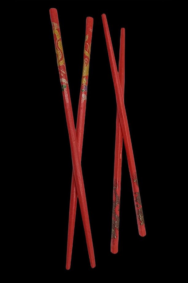 Chopstick Yemek Çubuğu Haşi Kırmızı 2 Çift Orijinal Desenli - 6