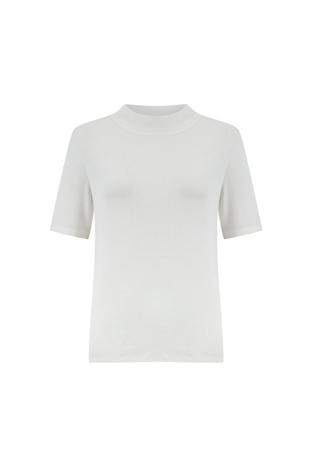 Dik Yaka Basic Tişört - 4