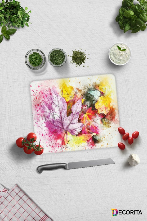 Colorful Autumn | Glass Cutting Board - Glass Cutting Board | 29cm X 34cm