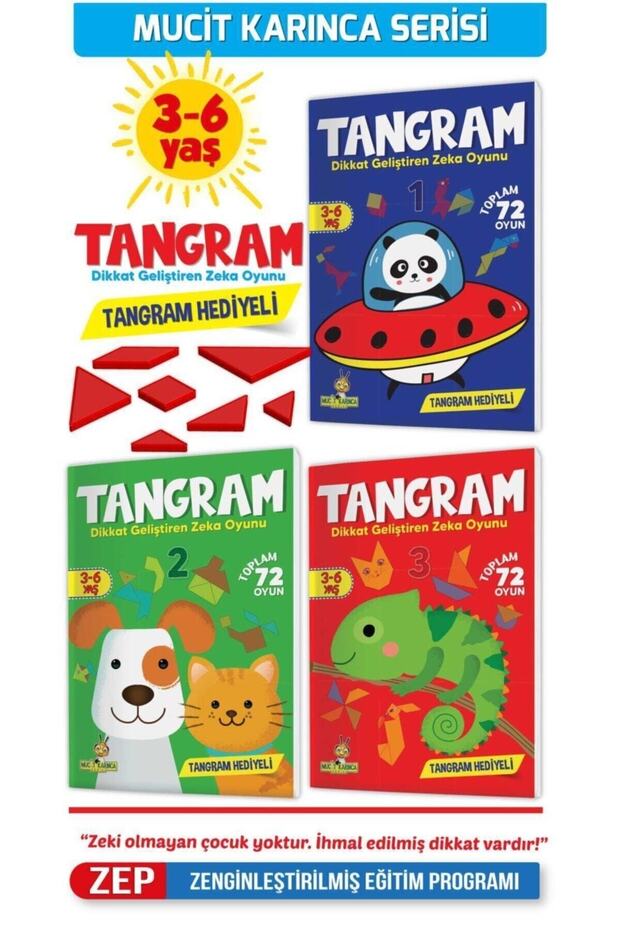 Yükselen Zeka 3-6 Yaş Komik Alfabe Ve Tangram Seti - 3