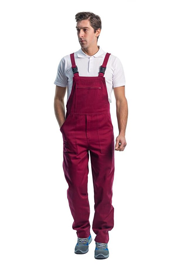 Bahçıvan Tulum, Bordo -8e415- Üniforma, Askılı Tulum - 3