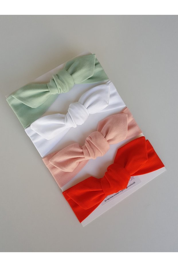 Baby Girl Bandana Buckle Set 4-Piece Red, Powder Pink, Mint, White