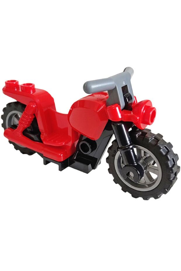 Orjinal Aksesuar Custom Moc Minifigür Minifigure Kırmızı Retro Motorsiklet - Siyah Gövde - 1
