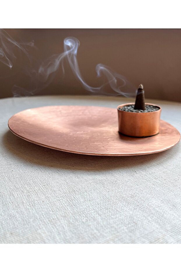 Yuvarlak Bakır Fincan Tütsülük - Mumluk - El Yapımı Bakır Tütsülük - 1