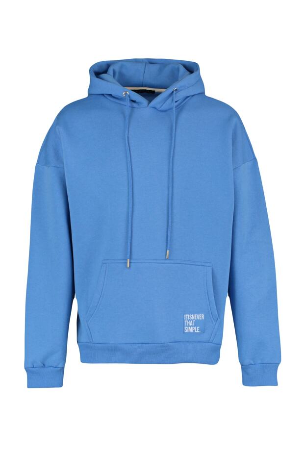 Mavi Oversize/Geniş Kesim Kapüşonlu İçi Polar/Sıcak Tutan Sweatshirt TMNAW21SW2005 - 7