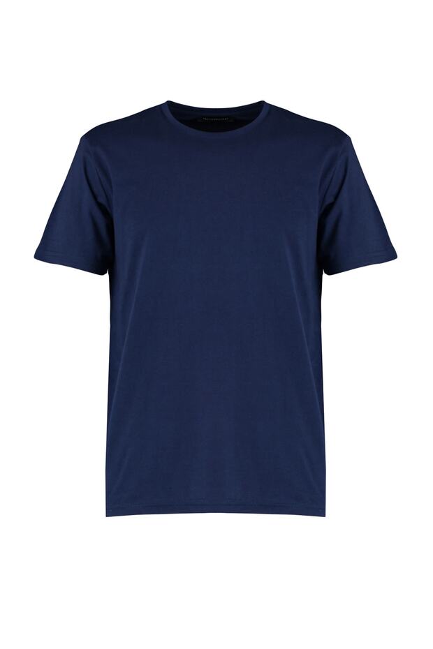 Lacivert Basic Regular/Normal Kesim Bisiklet Yaka Kısa Kollu T-Shirt TMNSS22TS0271 - 6