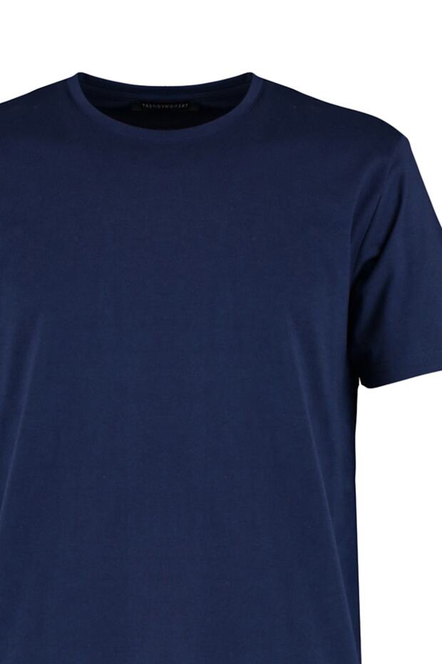 Lacivert Basic Regular/Normal Kesim Bisiklet Yaka Kısa Kollu T-Shirt TMNSS22TS0271 - 8