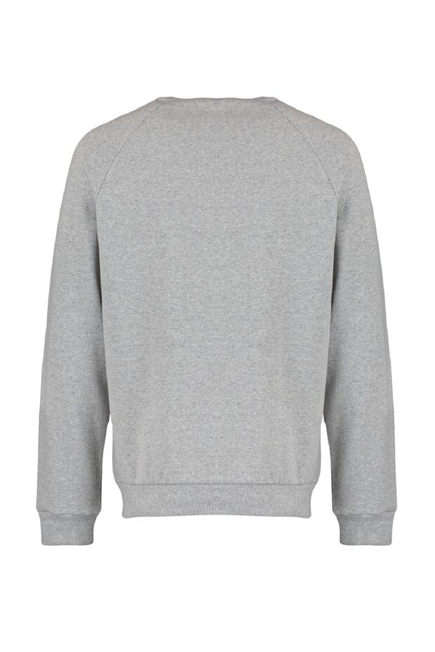 Gri Melanj Regular/Normal Kesim İçi Polar/Sıcak Tutan Sweatshirt TMNAW23SW00189 - 7