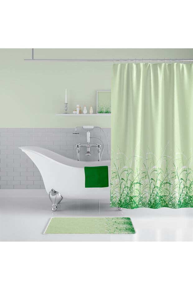 Bathroom Curtain 1X180X200 Single Wing Shower Curtain with Ring Gift Shower Cabin Curtain Hayfield