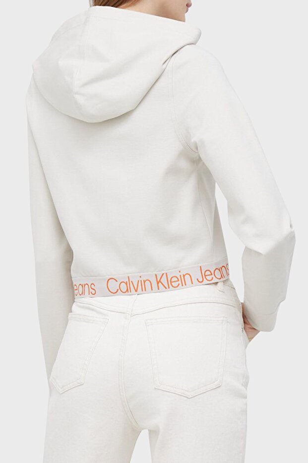 Logo Detaylı Regular Fit Kapüşonlu Crop Sweat Bayan Sweat J20j219904 Acf - 5