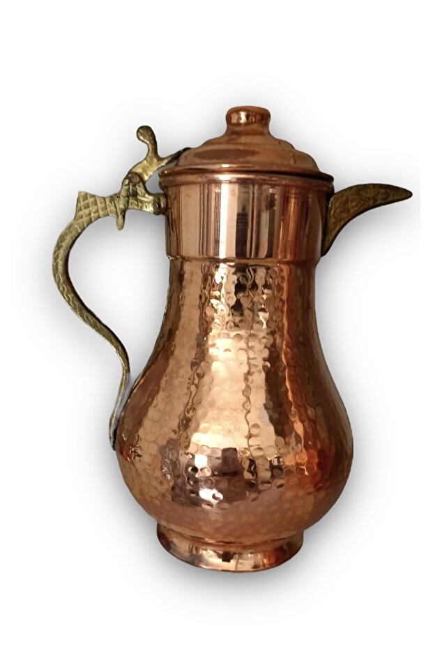 Kapaklı El Yapımı Bakır Sürahi - 1