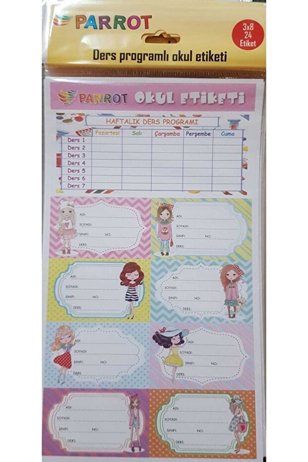 School Label with Lesson Program 3x8 24 Labels - 3