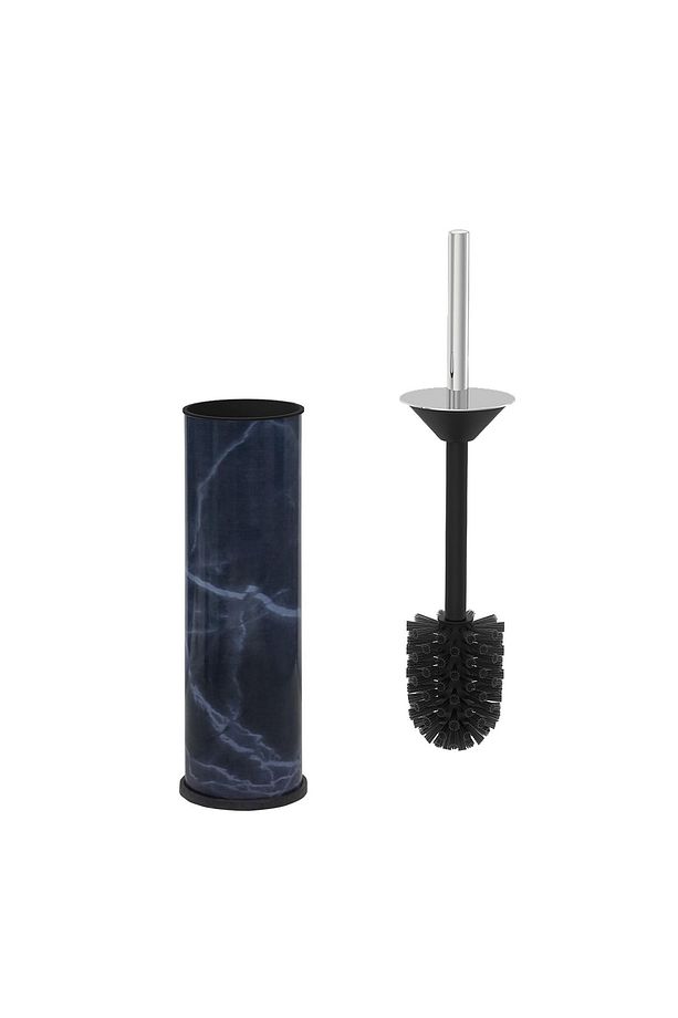 Lacivert Mermer -2 Li Set Pedallı Çöp Kovası Ve Wc Klozet Fırça Seti - 4