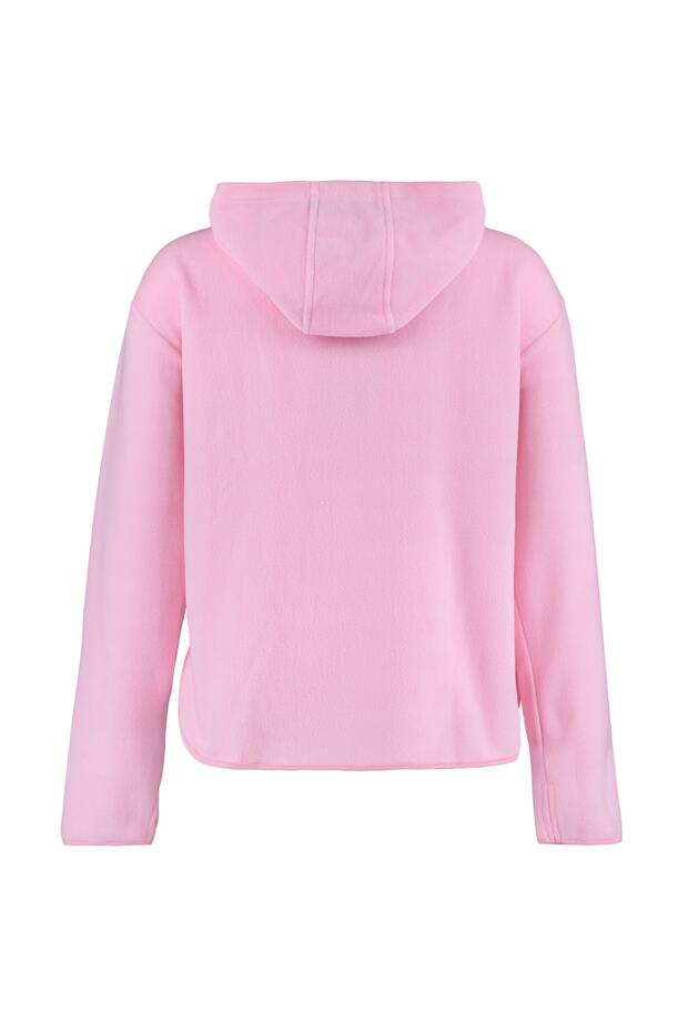 Pembe Kapüşonlu Kalın Polar Örme Büyük Beden Sweatshirt TBBAW23AO00064 - 11