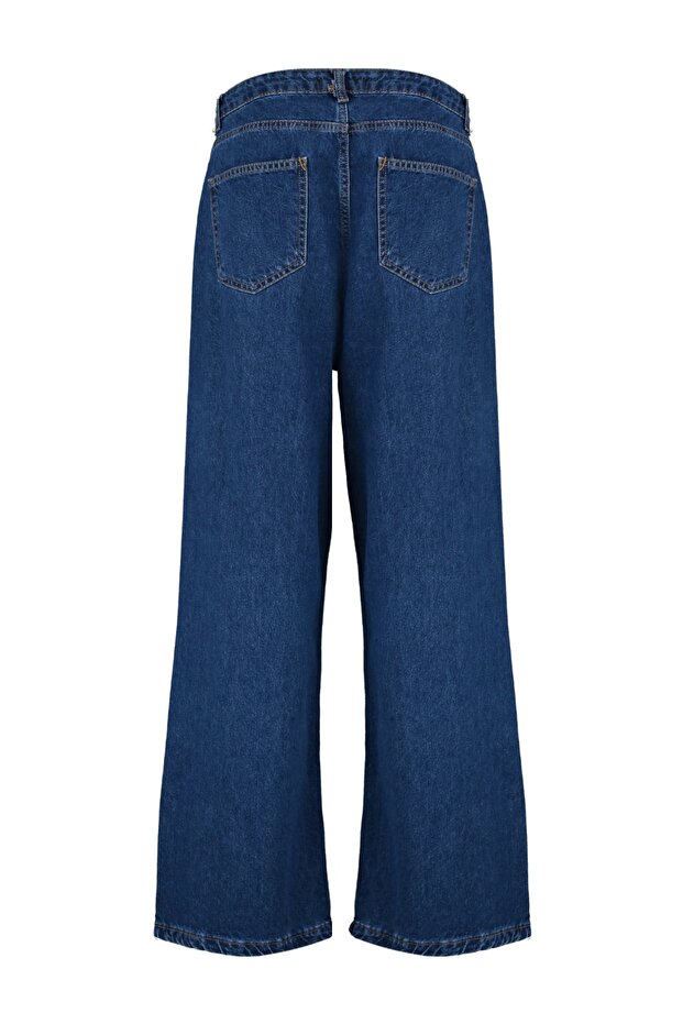 Indigo Yüksek Bel Geniş Paça Comfort/Orta Esnek Büyük Beden Wide Leg Jeans TBBAW23CJ00020 - 14