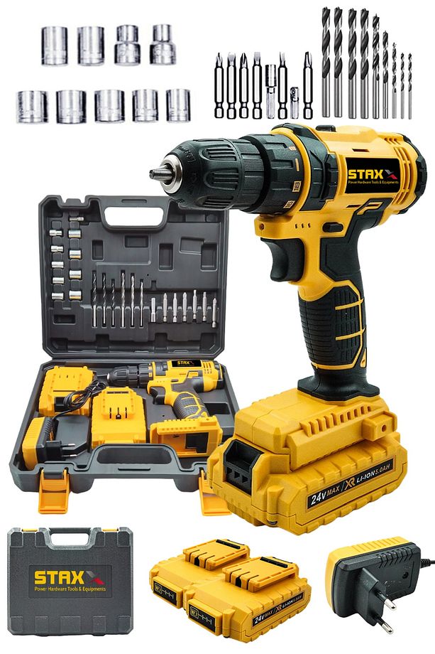 Stn1090 Turbo Şarjlı Çift Vitesli Samsung Çift Akülü 24v 5ah Vidalama Matkap + Yardımcı Komple Set - 1