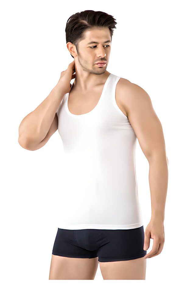 قميص داخلي للرجال باللون الأبيض مكون من 6 قطع - 1