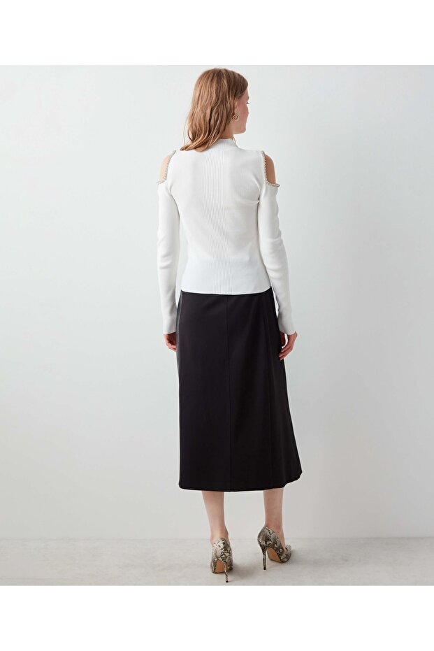 Taş Işlemeli Cutout Triko - 6