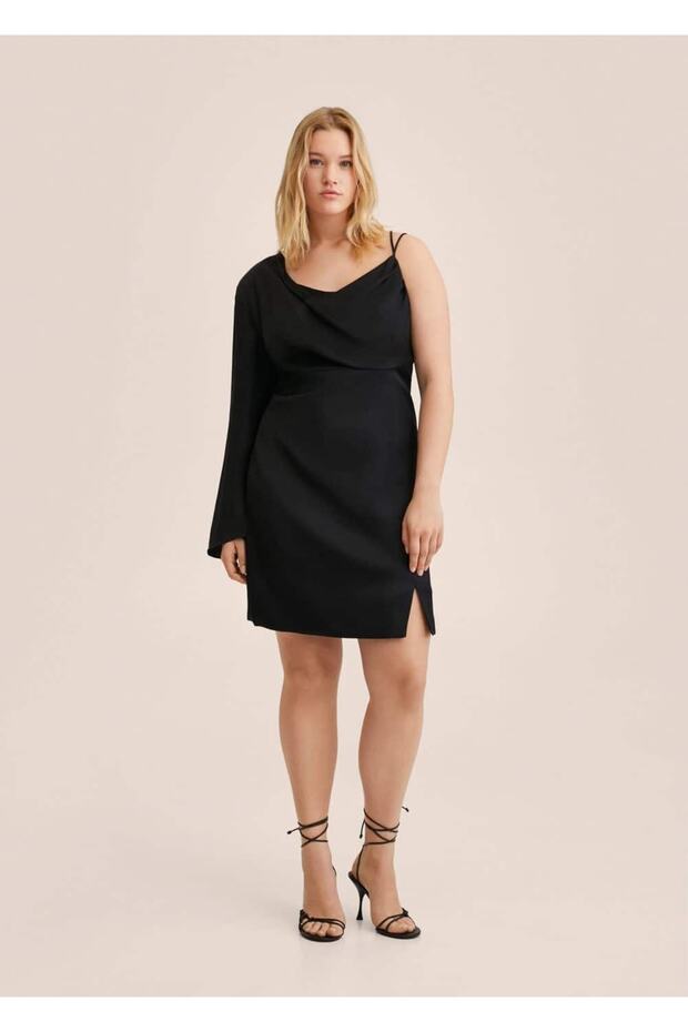Asymmetric Collar Dress - 7