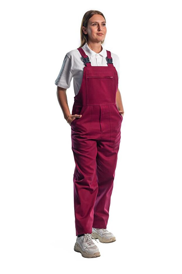 Bahçıvan Tulum, Bordo -8e415- Üniforma, Askılı Tulum - 6