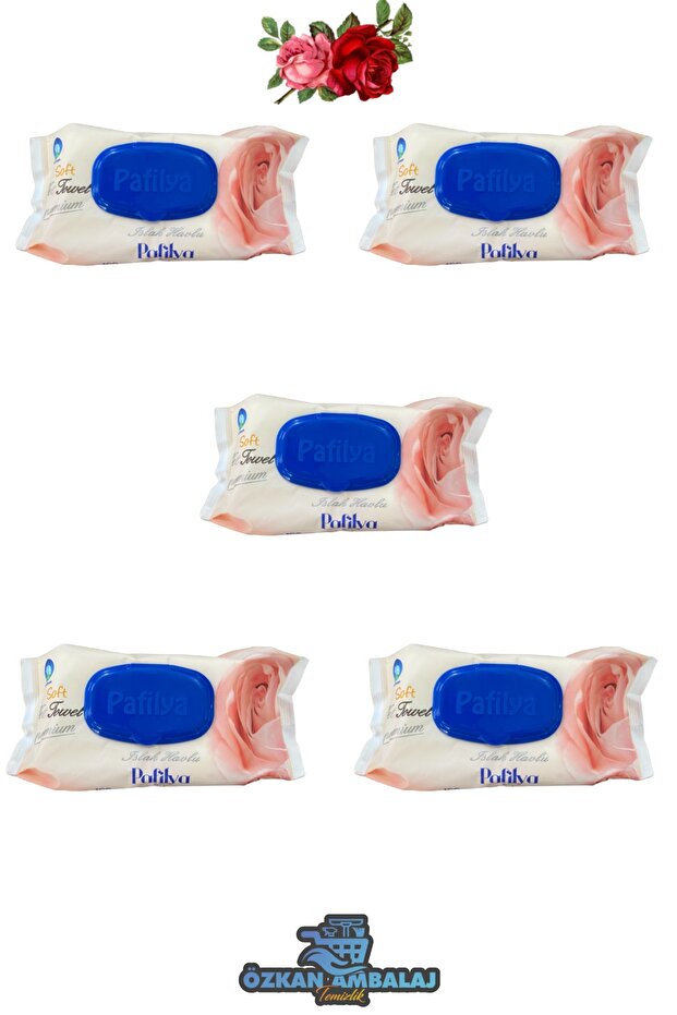 5 Pack of 100 Rose Scented Wet Wipes / Towels