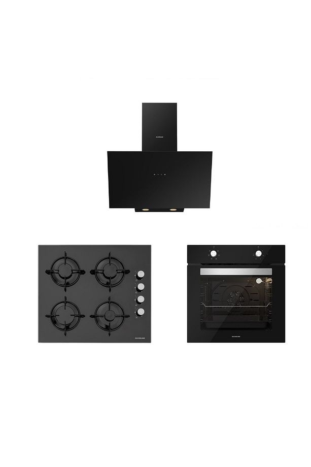 3'lü Siyah Cam Ankastre Set 3481 Flam 60 Siyah+cs5349b01+bo6501b01 - 1