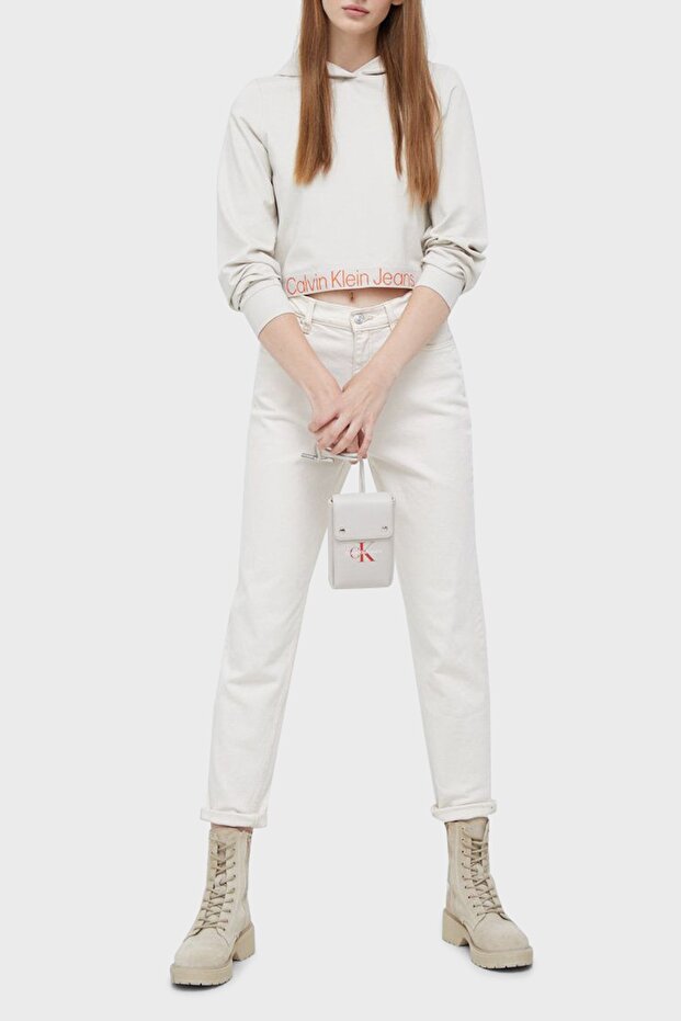 Logo Detaylı Regular Fit Kapüşonlu Crop Sweat Bayan Sweat J20j219904 Acf - 2