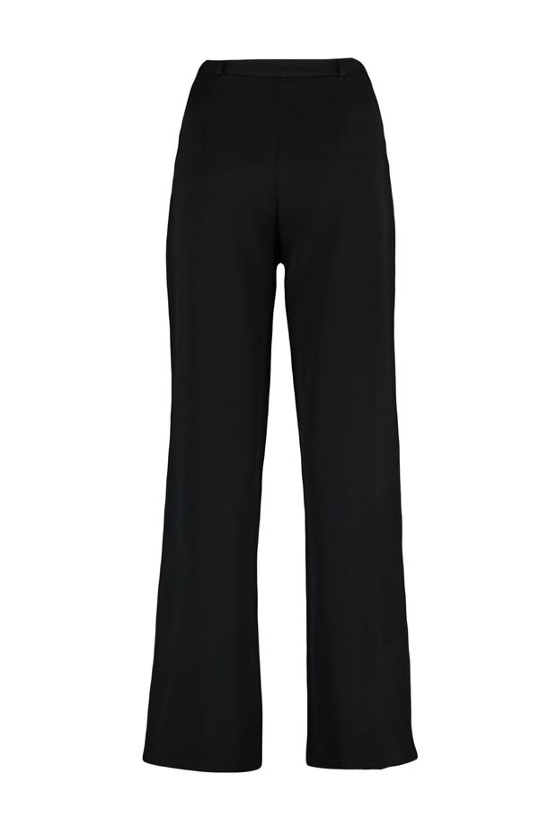 Siyah Wide Leg/Geniş Paça Pilili Dokuma Kumaş Pantolon TWOAW22PL0475 - 7
