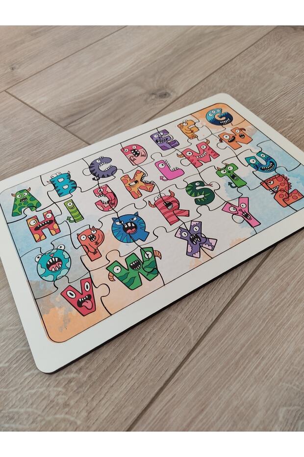Ahşap 24 Parça Sevimli Alfabe Puzzle - 1