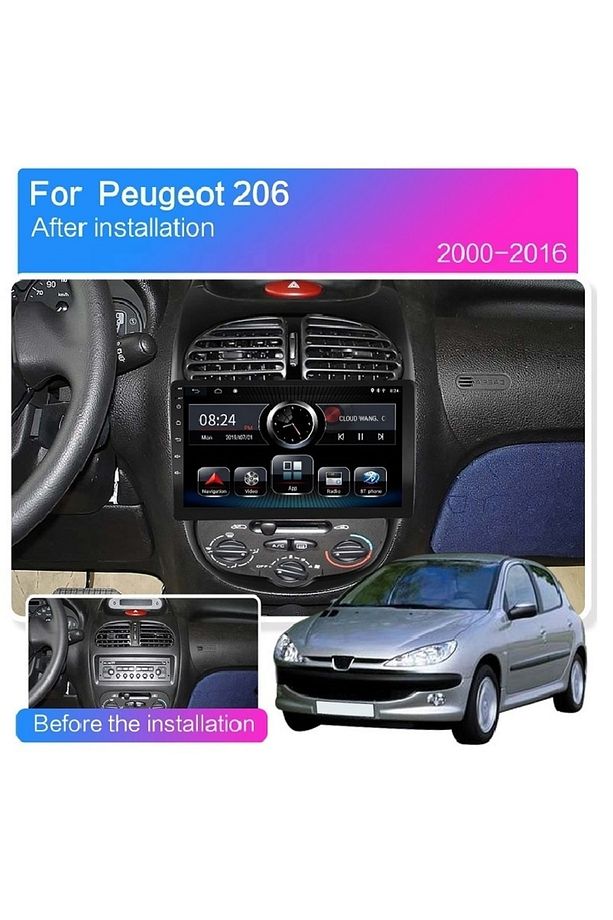 Peugeot 206 Android Multimedya Navigasyon Teyp Uyumlu - 3