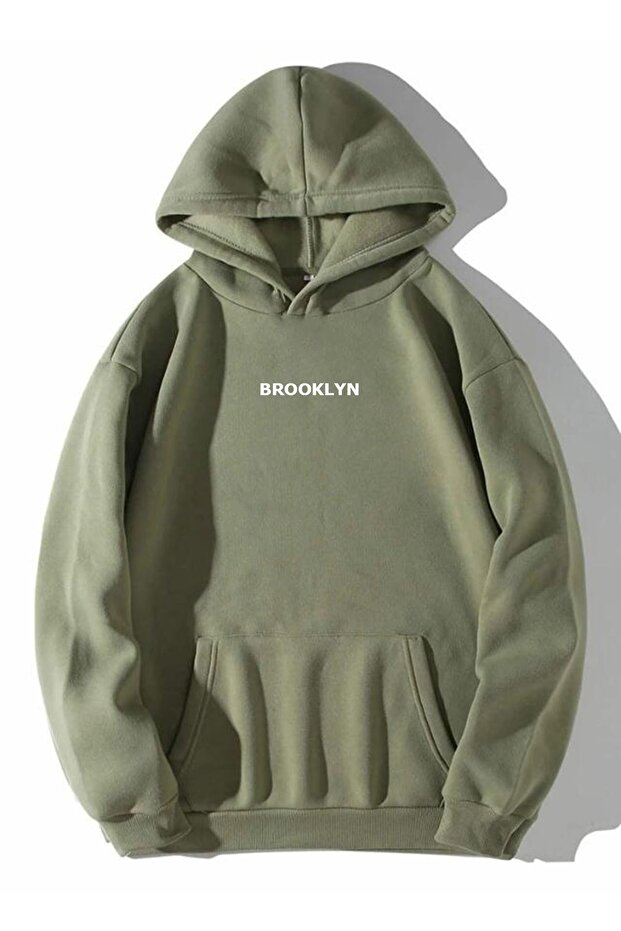 Brooklyn Khaki Hooded Kangaroo Pocket Sweatshirt Hoodie