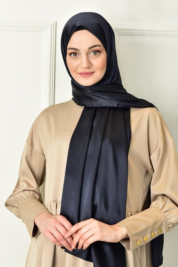 Black Shine Shiny Plain Shawl-color-05