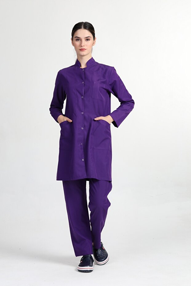 Women's Purple Judge Collar Doctor Nurse Jersey Set