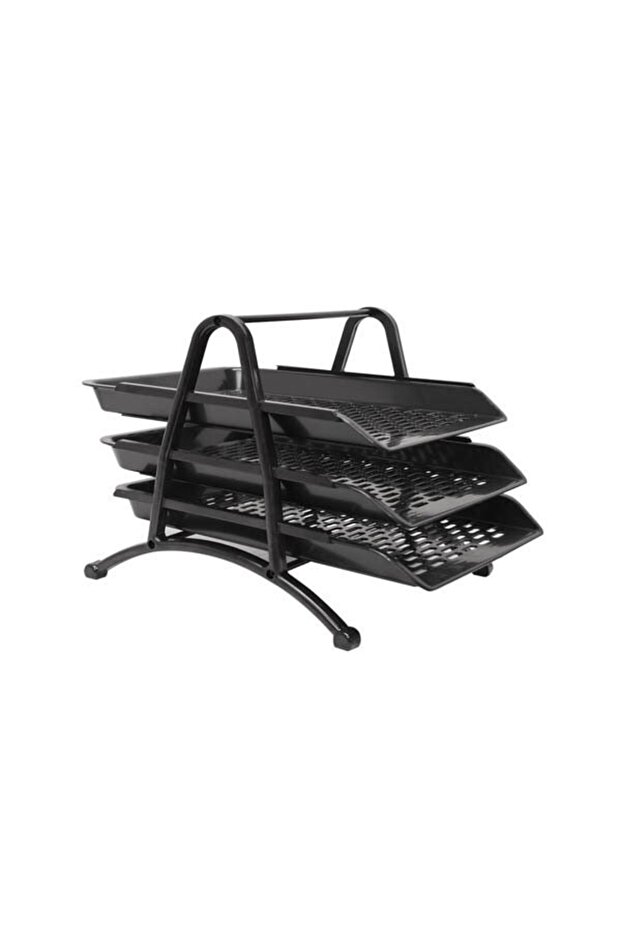 رف بلاستيكي متحرك من 3 طبقات للمستندات - 1