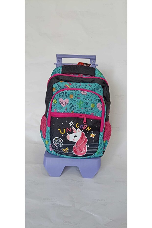 Unicorn Patterned School Bag with Squeegee - 2