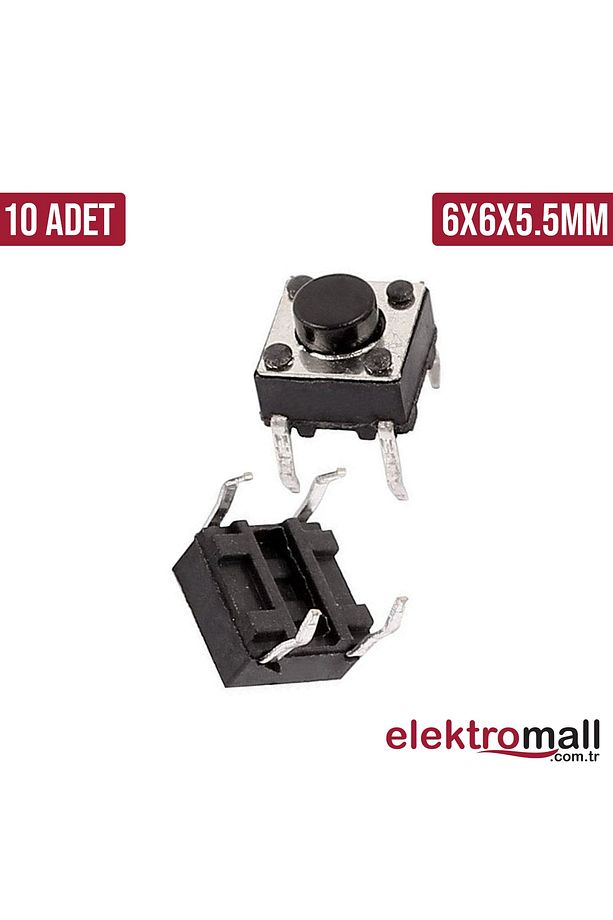 Tact Buton 6x6x5.5mm 4 Pinli Push Buton - 10 Adet - 1