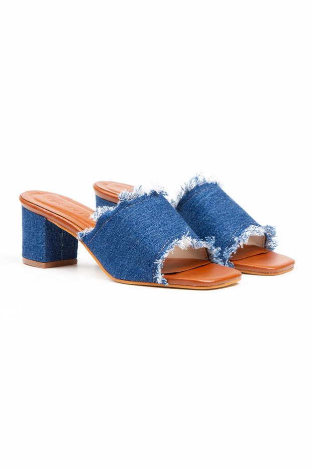 Lili Jeans Denim Home and Outdoor Wear Heeled Slippers