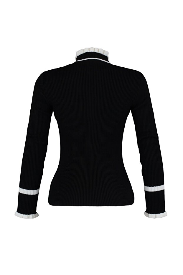 Schwarzer Strickpullover mit Farbblockdesign TWOAW22KZ1250 - 8