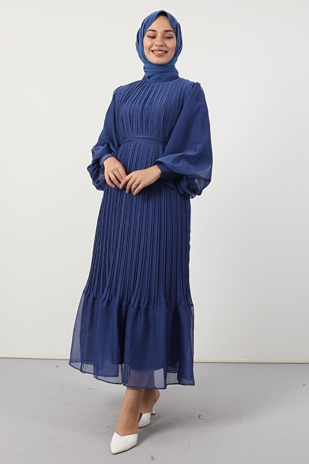 Piliseli Abiye Gece Mavi - 2