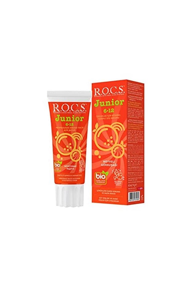 Rocs Junior Çocuklar Için Bitkisel Içerikli Diş Macunu 6-12 Yaş Meyveli Gökkuşağı 60ml - 1