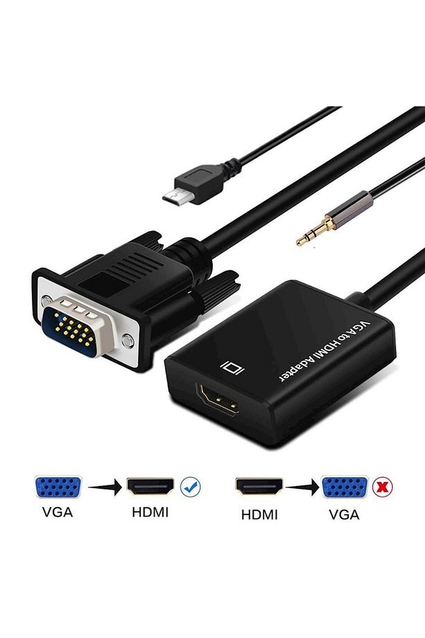 Vga Input(giriş) & Hdmı Output (çıkış) 1080p Hd Video Converter Micro Usb Power Güç Girişli - 3