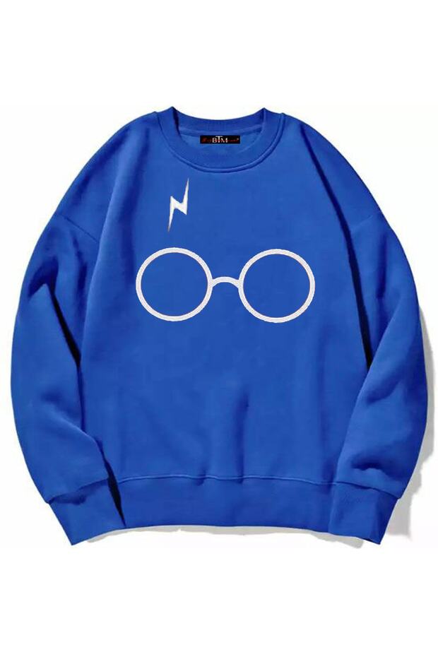 Harry Potter Printed Cobalt Blue Oversize Sweatshirt